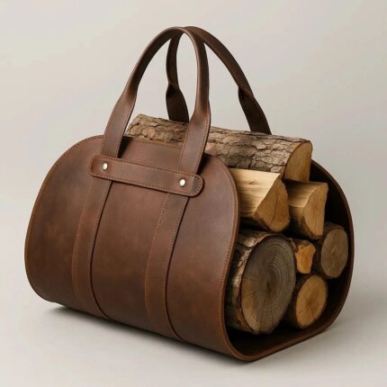 Premium Leather Firewood Carrier – Strength, Style & Convenience for Every Fireplace